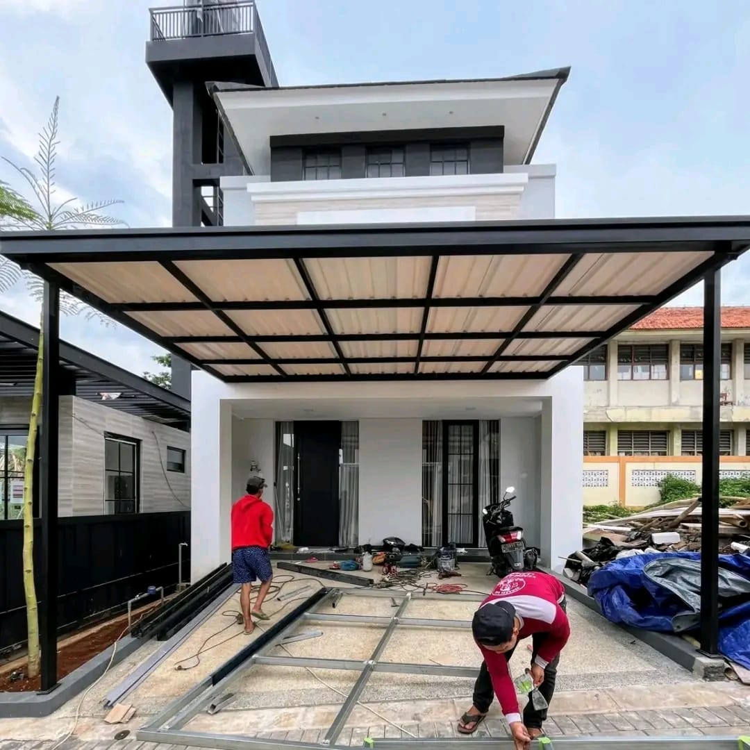 Hasil pekerjaan kanopi rumah modern Duta Bangun Project